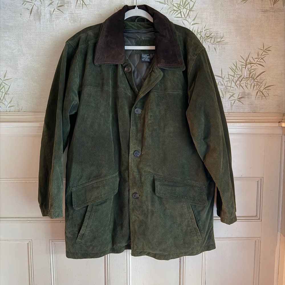 Faux Suede Barn Coat Field Jacket Forest Green Large Tacoma Olive Gorpcore Camp
